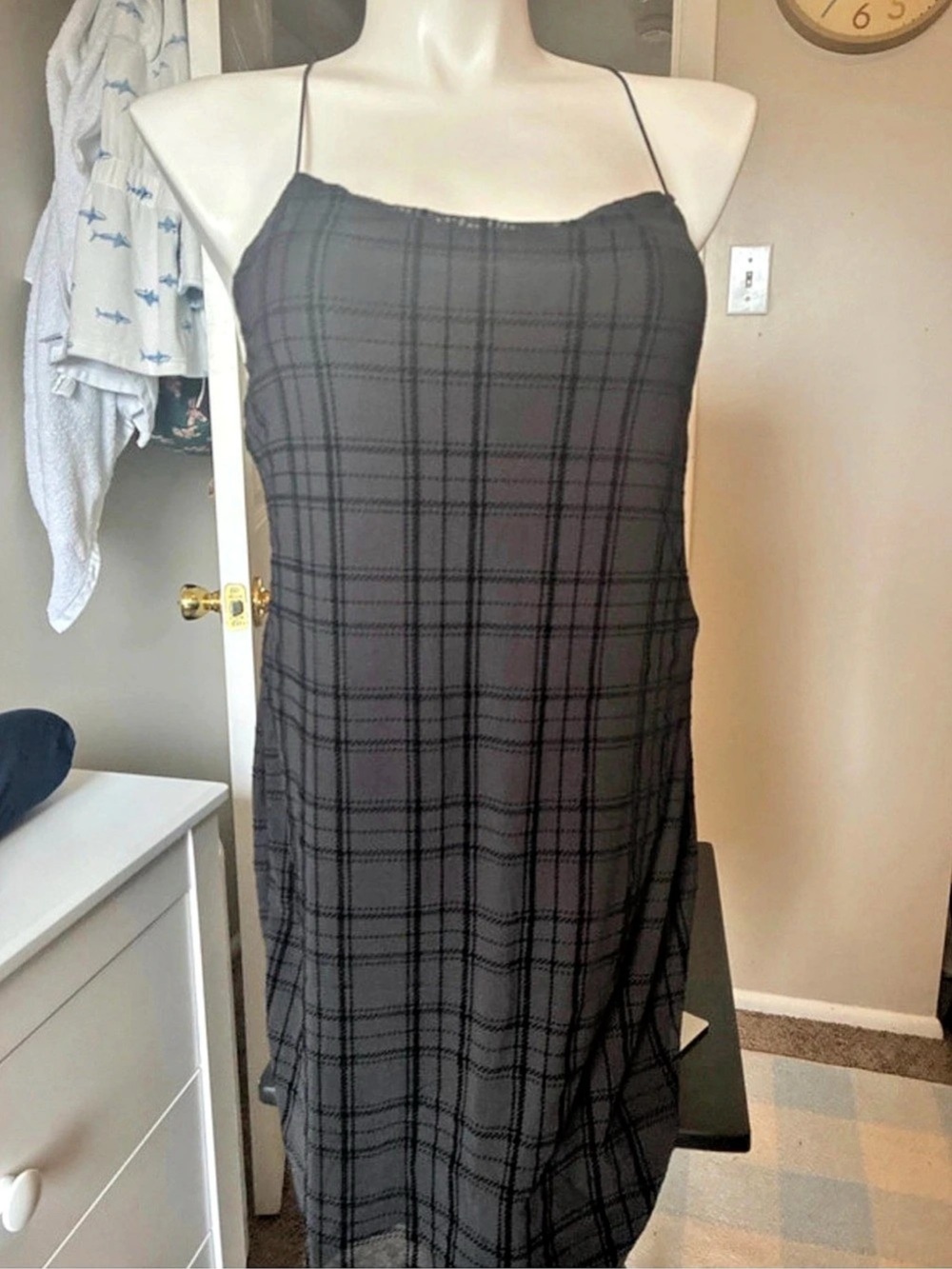 H&M Plaid Mini Dress in Black & Gray Like New